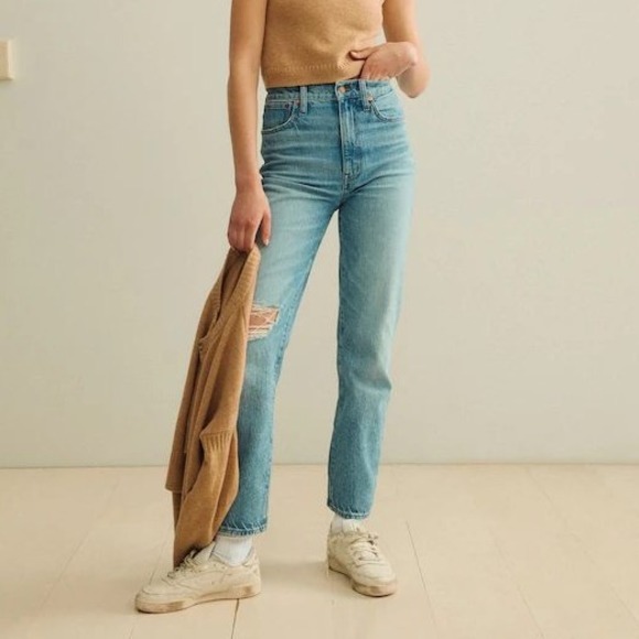 Madewell Denim - Madewell The‎ Perfect Vintage Straight Leg Jean Reinhart Wash Distressed 32 Boho